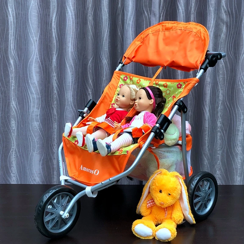 Детские игрушки для близнецов, кукла-коляска, двухместная трехместная коляска на колесиках для девочек, игрушечный домик, тележка, подарки, Brinquedos Juguetes
