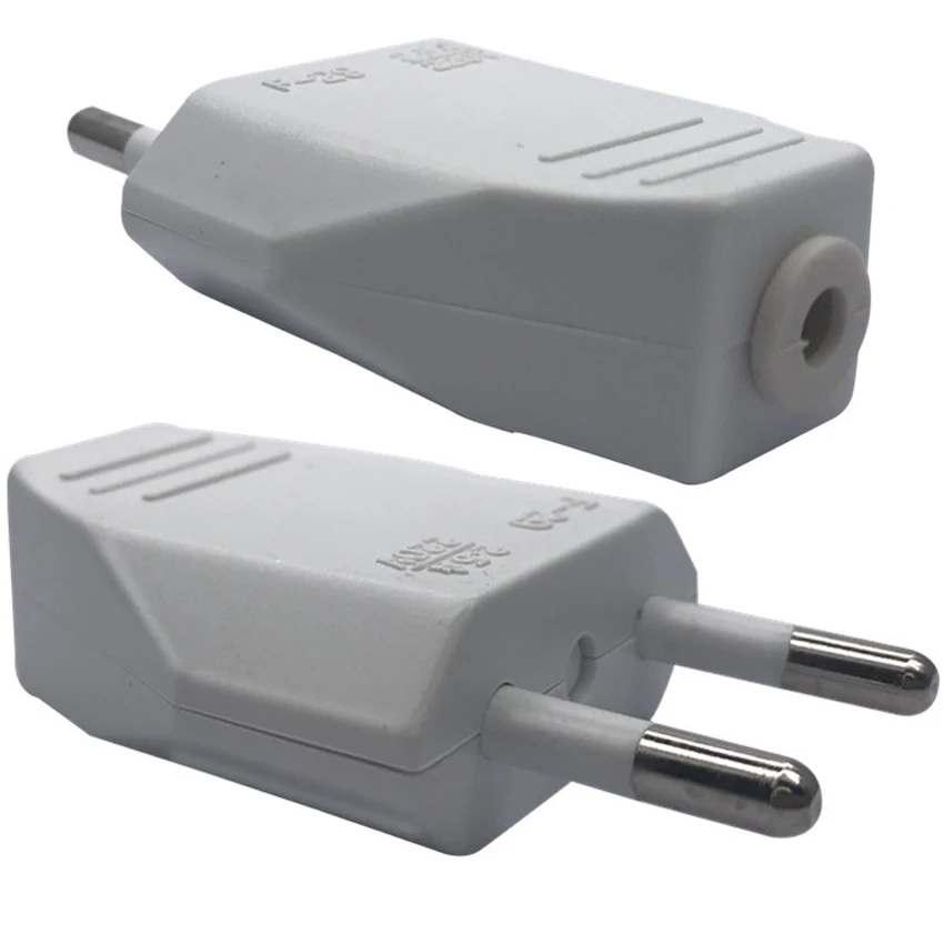 250V 2.5A European Power Cable Plug 2 Polarity Electrical Male Rwirable Connector EU DIY Wired Electrode Plug