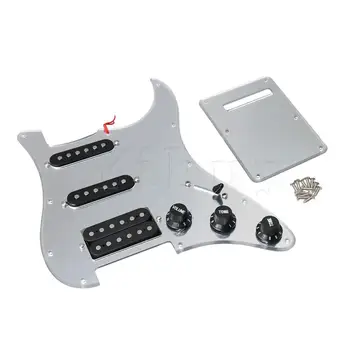 

Yibuy Slver Copper Guitar Protective Pickguard SSH Style Wwith Black Pickup