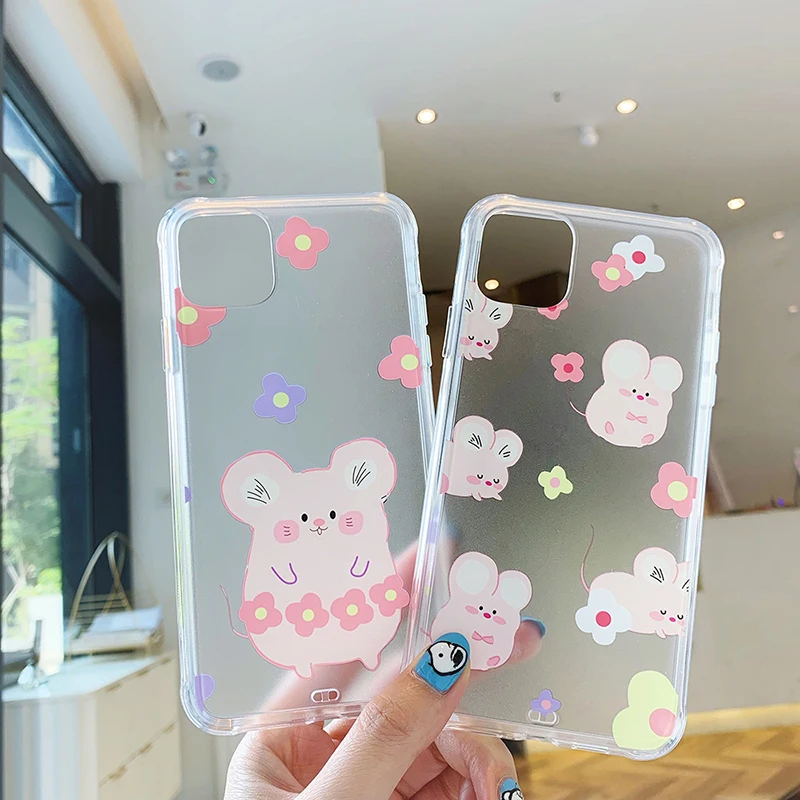 Милый чехол для телефона с изображением цветка мышки для iphone 11Pro Xs MAX XR X 6 6s 7 8 plus 11 простой мягкий чехол из ТПУ