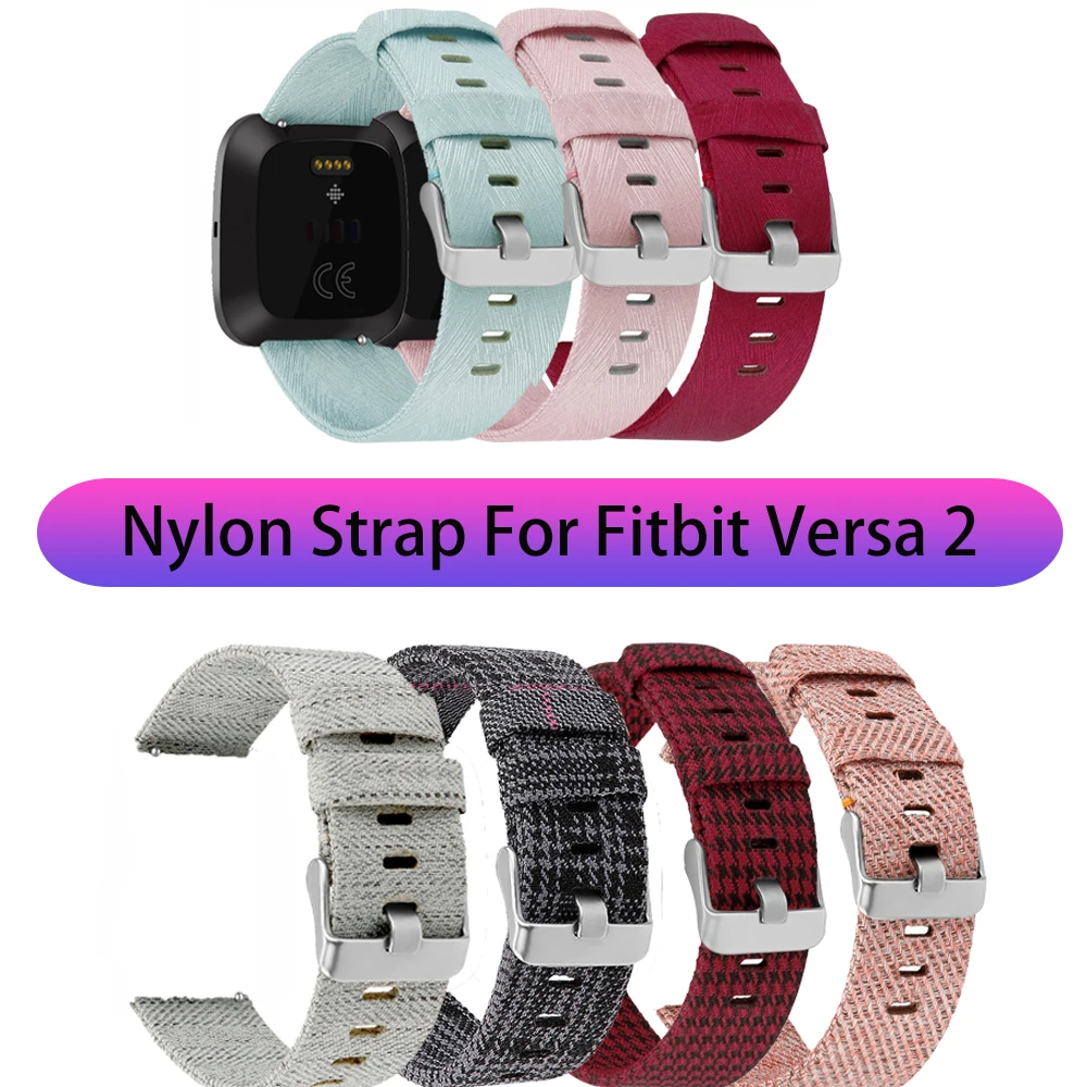 1 шт. красочные прочный нейлон холст часы ремешок Замена для Fitbit Versa 2 Смарт