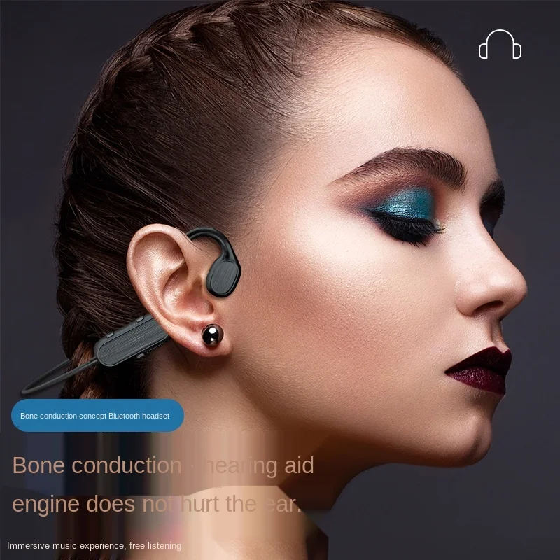 free shipping Bone conduction Concept Bluetooth wireless Ear hanging noise reduction waterproof portable Anti loss of earphone