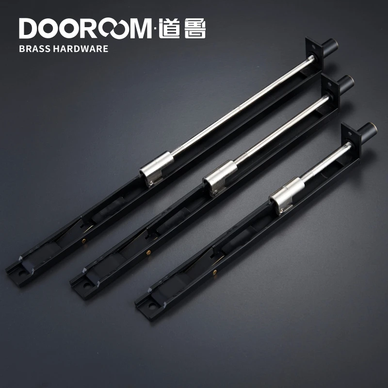 Door Brass Flush Bolt Latch Concealed Security Slide Lock Lever Action 8 10 12 24 For Double Door Spring