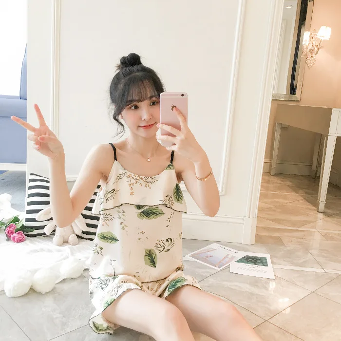 

[Temperature Attitude Warm] Summer New Style Korean-style Camisole Model Silk Plant Set M-XXL (with Chest Pad)
