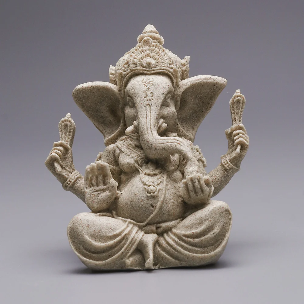 1pc Sandstone Ganesha Elephant Elephant Buddha Housewarming Gifts Figurine 