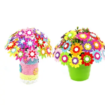 

Mother Day Gifts Fake Flower Button Cloth Bouquets Kids Girls Kindergarten Handmade Puzzles DIY Material Bouquet