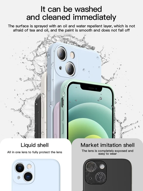 Funda de silicona líquida oficial para iPhone, 11, 12, 13 Pro, Max, Mini, XS, Max, X, XR, 7, 8 Plus, SE2, protección de lente completa 3