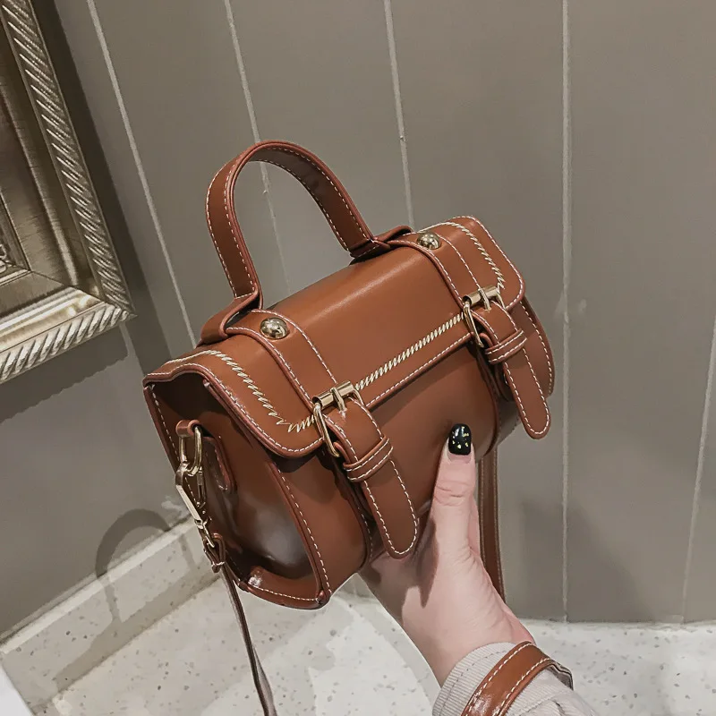

Bag Women's 2019 New Style Korean-style Boston Bag Simple Retro Spiraea Wide-Strap Shoulder Handbag