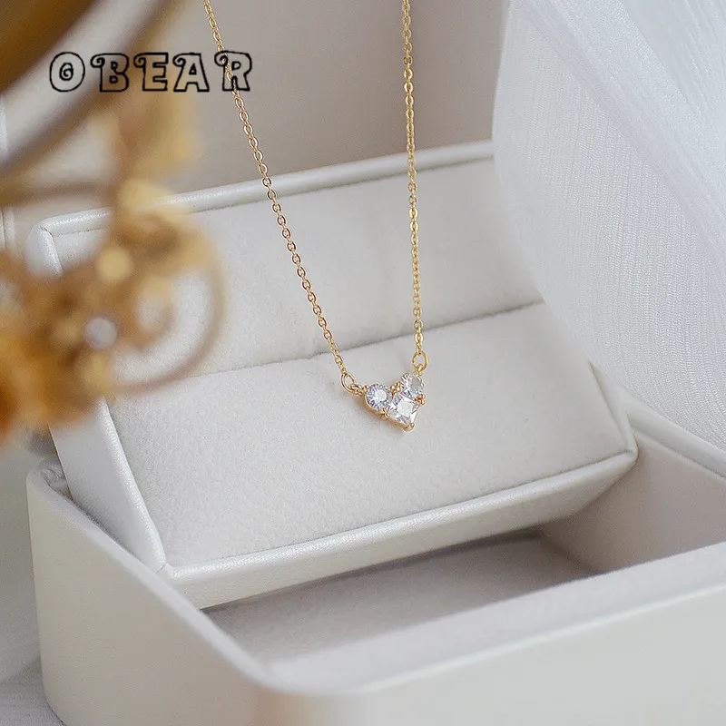 OBEAR 14k настоящее позолоченное корейское ожерелье с подвеской в виде сердца