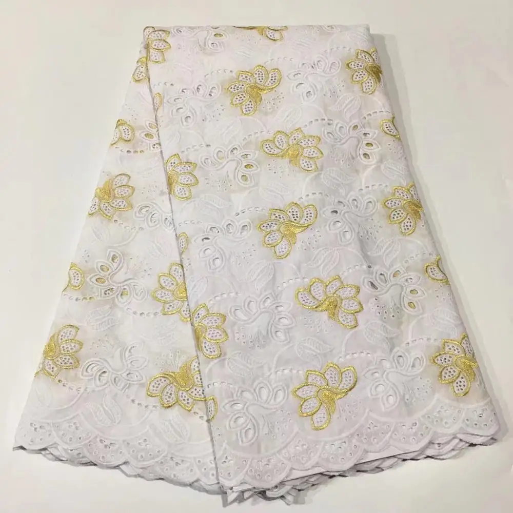 Дизайнов хлопковое кружево «швейцарская вуаль» ткани с вышивкой в швейцарском стиле одежды Дубаи кружевные материалы 5 ярдов для платья