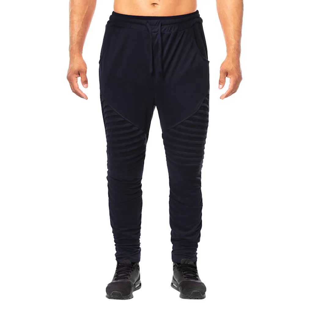 Мужские спортивные штаны, одноцветные, VogueTrouser Jogger, бодибилдинг, фитнес, спортивные, для бега, эластичные, с завязками, брюки в полоску, Мужские штаны