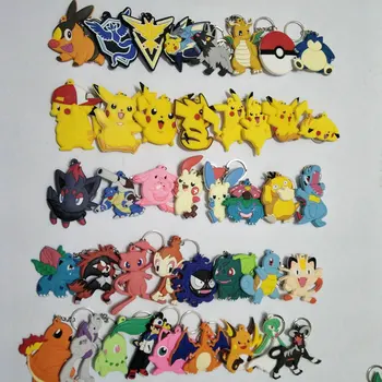 

Pikachu KeyChains Pokemon Go PVC Soft Beautiful Silicone Anime Carton Cut Key Chains Car Metal KeyRings Pocket Monster