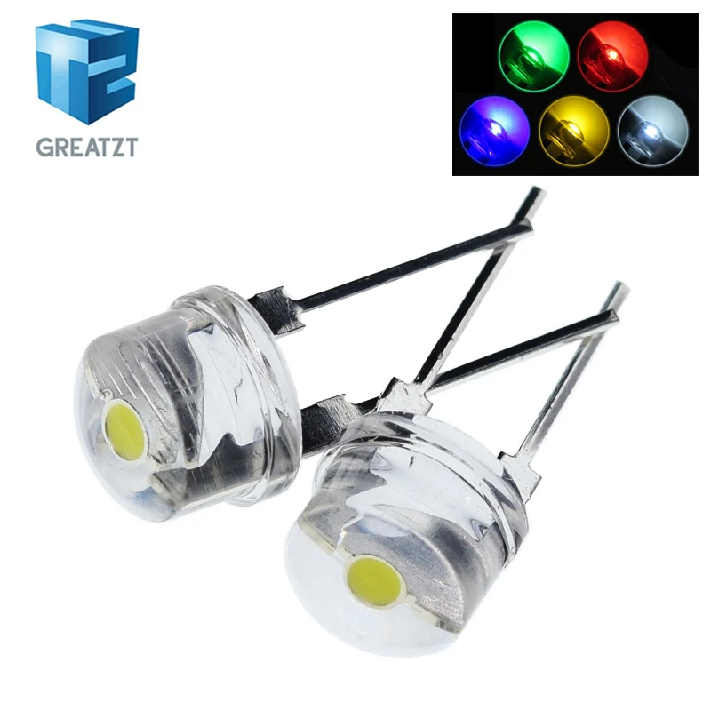 GREATZT 100 шт. Новый F8 8 мм 0 5 W 3 0-3 2 V соломенная шляпа Светодиодный белый супер яркий