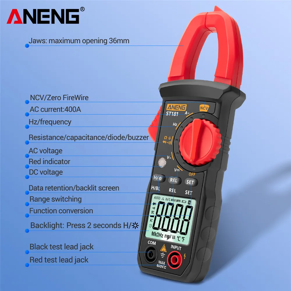 Aneng St181 Digital Clamp Meter Ac Current 4000 Counts 400a Automatic