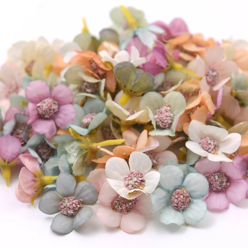 50 Teste Di Margherite Artificiali In Seta - Multicolore 2,5 Cm - Fiori Finti Per Scrapbooking E Decorazioni - 2