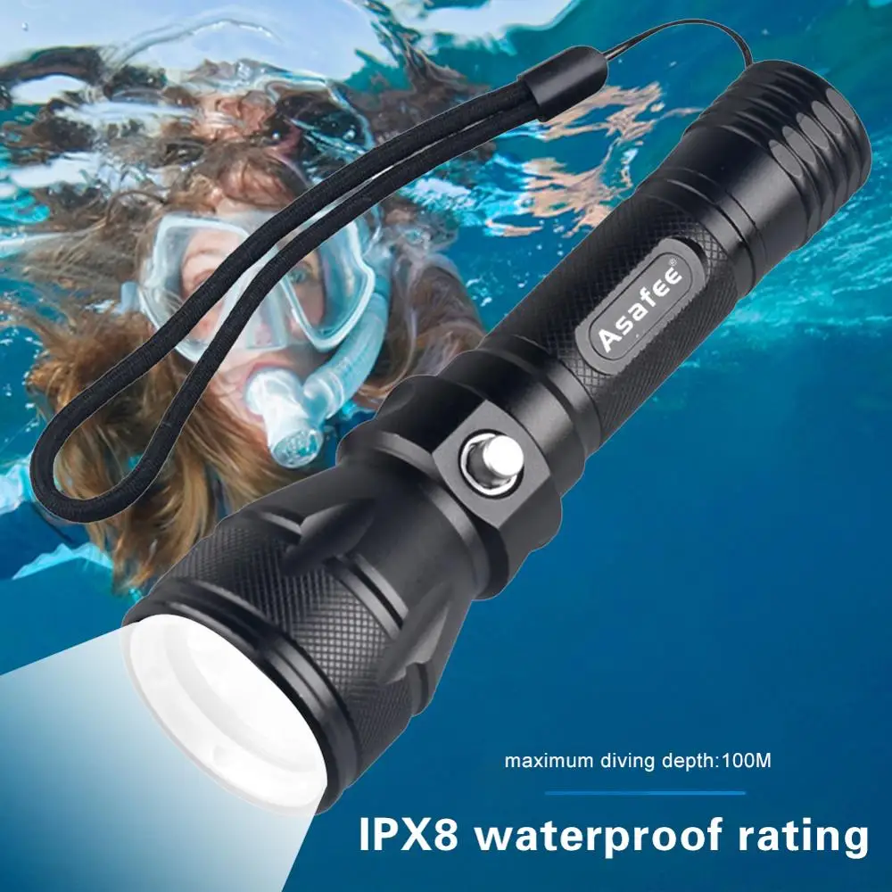 Asafee Diver фонарь CREE XML L2 светодиодный водонепроницаемый фонарик для дайвинга с