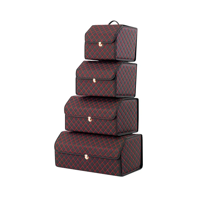 High Quality PU Leather Trunk Organizer Folding Storage Box Car SUV Trunk Organizer Stroage Bag Auto Interior Car Accessories