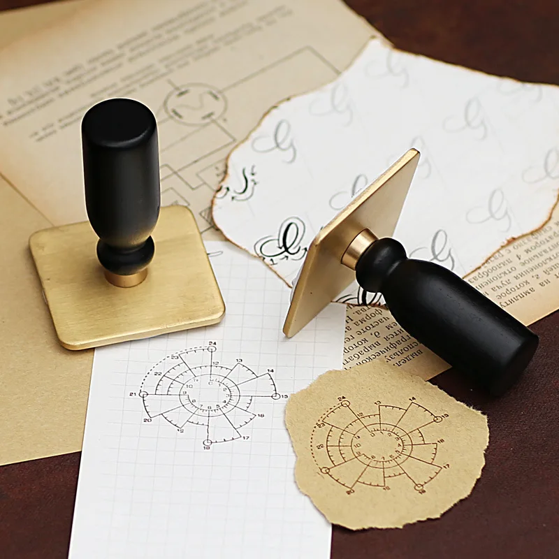 

Brass Wooden handle stamp time date plan Photosensitive seal creative schedule planner scrapbooking DIY stamps Office Supplies