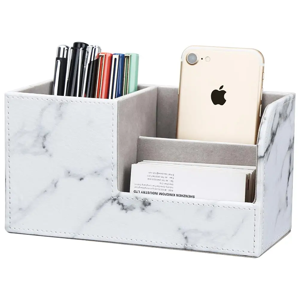 Multi-Funktionale Büro Desk Organizer Storage Box Kleine Stift Halter  Wohnkultur Marmor PU Leder Schreibwaren Bleistift Veranstalter