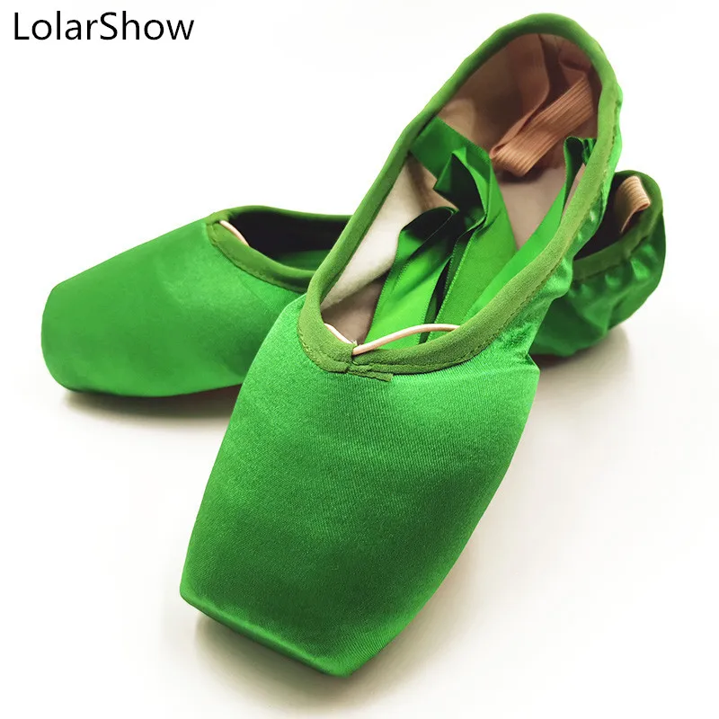 Зеленый Красные атласные балетные танцевальные туфли; Zapatillas; балетки; черные туфли с острым носком; высокое качество; профессиональная танцевальная обувь - Цвет: Зеленый