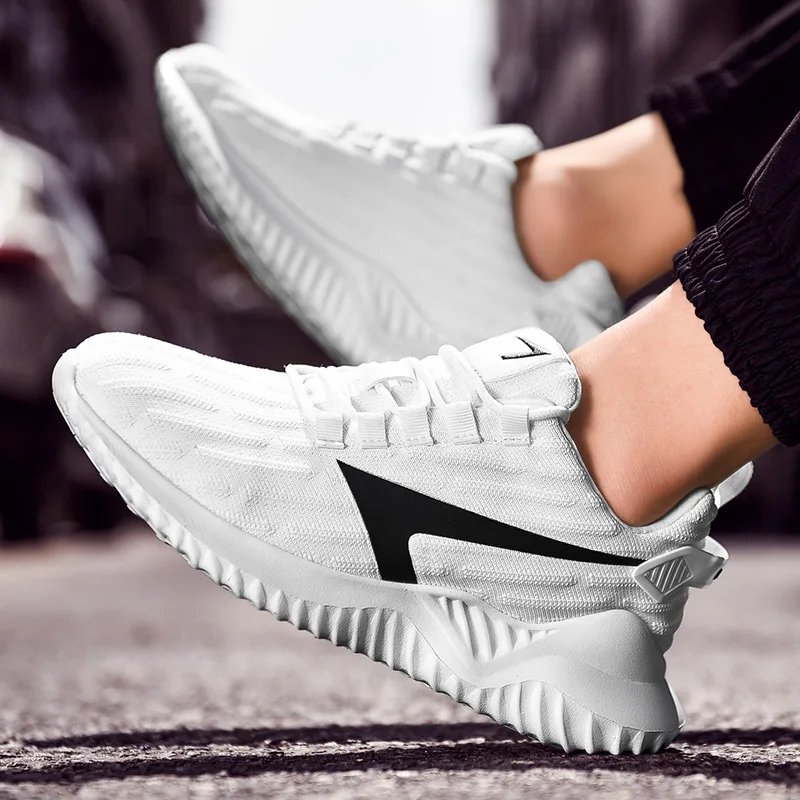

Online Celebrity Athletic Shoes Male STUDENT'S Fly Woven Dad Shoes Lightweight Breathable Running Shoes Casual Simple Small Whit