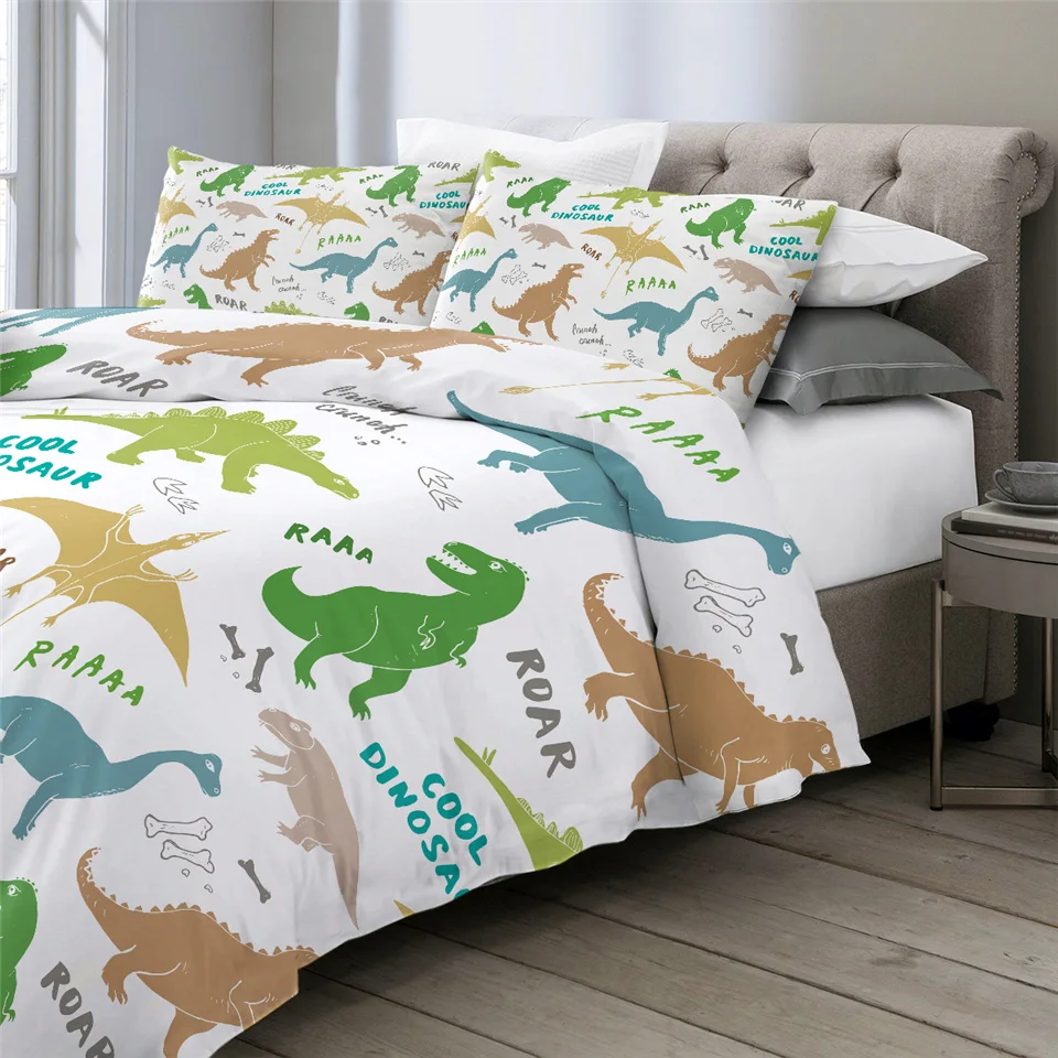 BeddingOutlet Комплект постельного белья с изображением динозавров, яиц, Юрского периода, одеяло, покрывало, красочное покрывало для детей, мальчиков, мультяшное покрывало, комплект из 3 предметов
