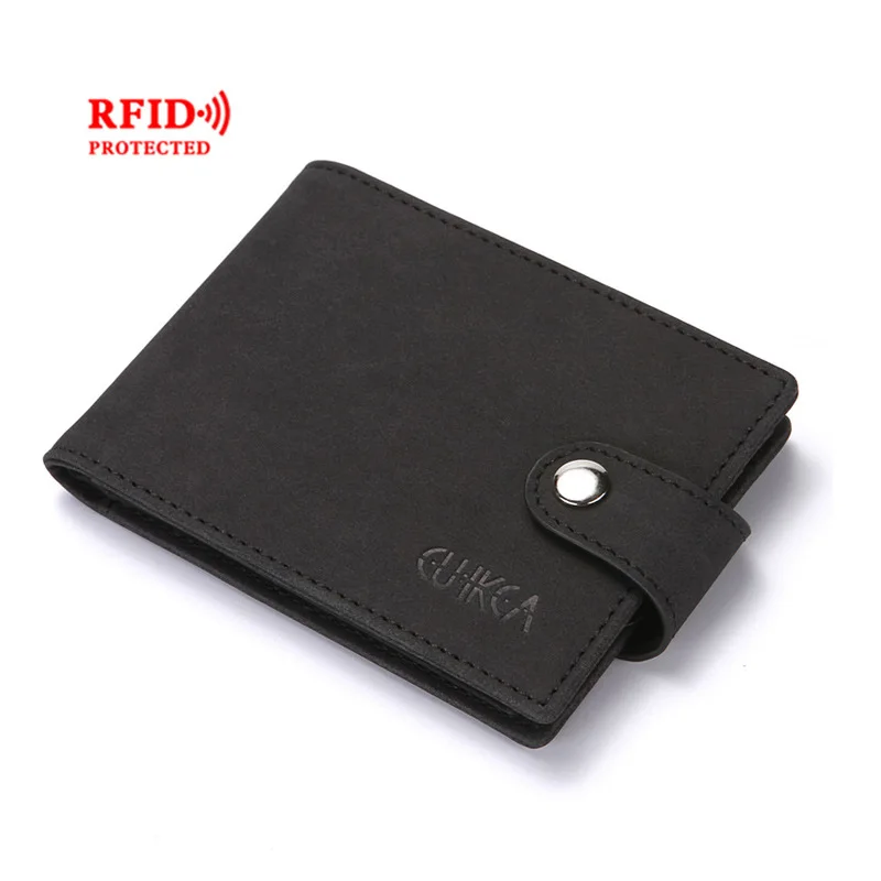 

Cross Border RFID Anti-Scanning Creative MEN'S Wallet Fashion Buckle Work Documents Driving License Wallet Card Holder