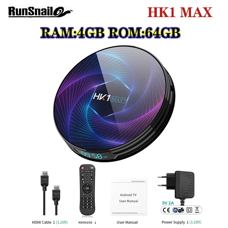 4GB64GB HK1MAX+ Восьмиядерный Android 9,0 Смарт ТВ приставка 4 Гб RK3368 PRO HK1 MAX Plus 1080P H.265 2,4G/5G Wifi BT 4,0 1000M ТВ приставка - Цвет: 4GB64GB