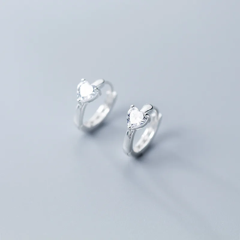 Silver Trusta Мода 925 пробы серебро Ослепительная любовь, сердце, кубический циркон ухо манжеты клип на серьги для женщин Девушка Сережки для пирсинга ювелирные изделия DA488 - Окраска металла: Silver