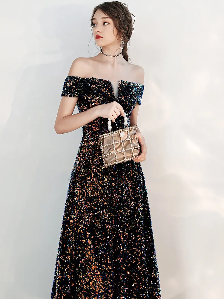 Sequins Chinese Sexy Dream Oriental Party Female Cheongsam Stage Show Qipao Dress Elegant Celebrity Banquet Dresses De Festa