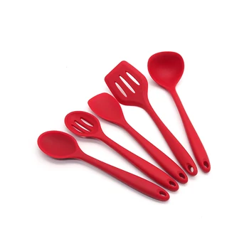 

5 Pcs Cooking Set Silicone Kitchen Utensils Pan Spatula Spoon Ladle Turner Egg Beaters Spaghetti Server Slotted Cooking Tools