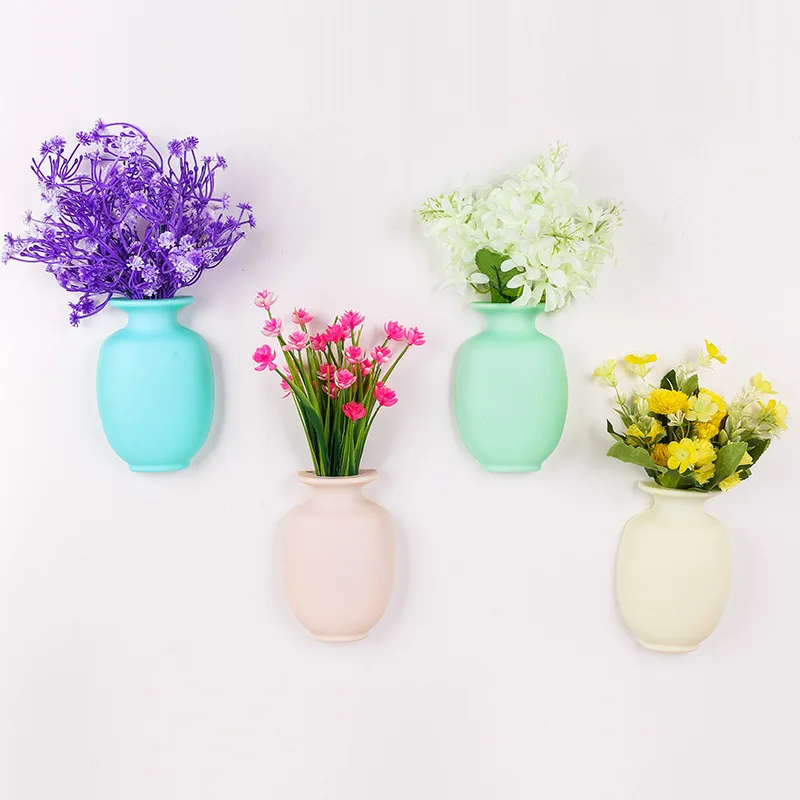 1 шт. DIY нано волшебный, резиновый силиконовый липкий цветок ваза настенная ваза контейнер Цветочная бутылка ваза для украшения интерьера цветочные вазы