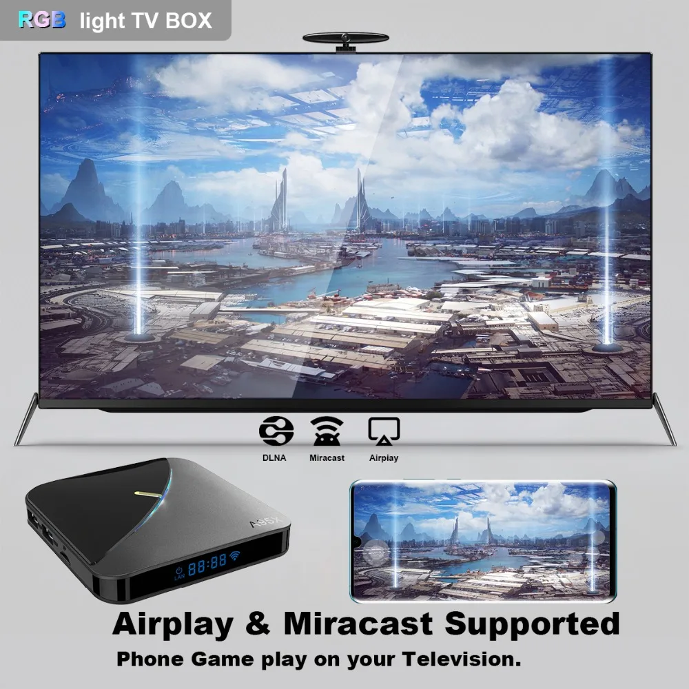 A95X F3 Air 6 RGB светильник ТВ приставка Android 9,0 Amlogic S905X3 4K 60fps 4GB 64GB Dual Wifi 4K 60fps Netflix Youtube Smart tv A95X