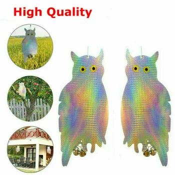 

2pc Garden Laser Hanging Fake Owl Scarecrow Owl Reflective Deterrent Scare Bird Repellent Plant Protect Tool