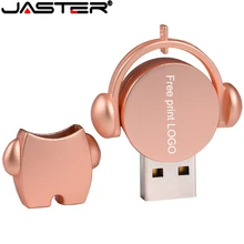 JASTER-unidad Flash USB para hombre, pendrive con logotipo personalizado gratis, de Metal, dibujos animados, 128GB, 64GB, 32GB, disco U, 1 unidad
