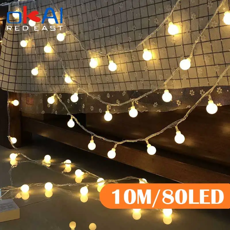 

USB/Battery Power LED Ball Garland Lights Fairy String Waterproof Outdoor Lamp Christmas Holiday Wedding Party Lights Decoration