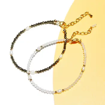 

Lii Ji Rose Quartz Or Pyrite Freshwater Pearl Natural Stone Bracelet Real Light Color Pink Quartz Sparkling Jewelry For Children