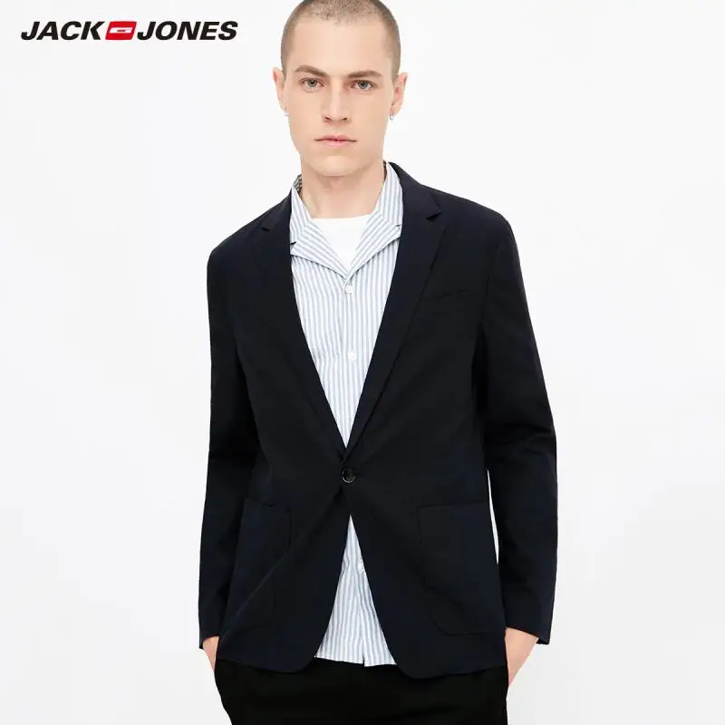 Пиджак JackJones мужской тонкий деловой Повседневный базовый блейзер из хлопка и