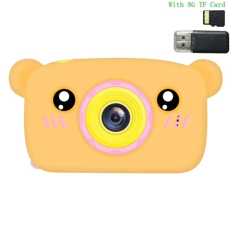 Cute Bears Electronic Digital Camera Toys for Kids Birthday Gifts Mini 1080P Projector Video Cameras Girls Boys Educational Toys 10