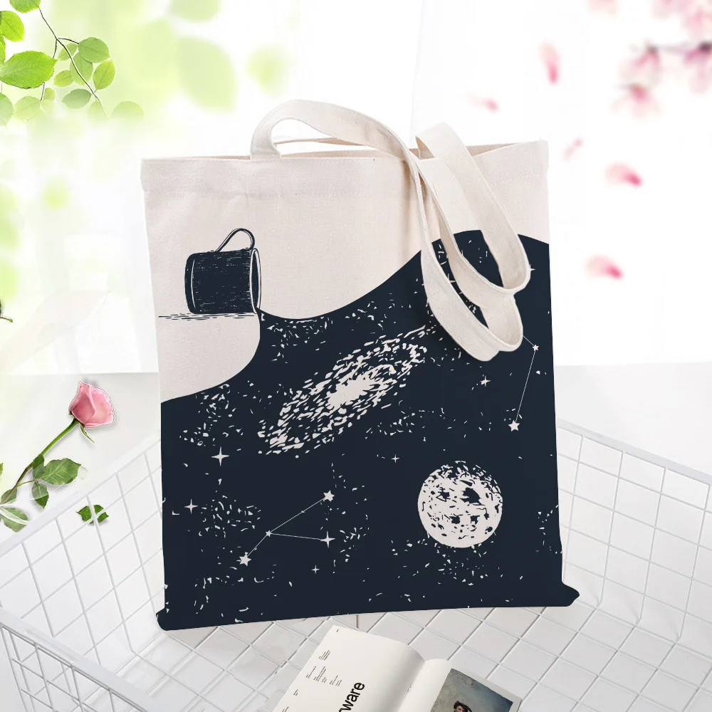 ILLUSTRATIONE012 Холст сумка для покупок черная иллюстрация текст DIY ежедневное использование пользовательский принт Логотип эко многоразовая утилизация - Цвет: ILLUSTRATIONE012