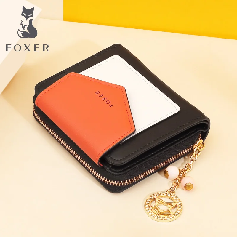 Online Foxer Frauen Split Leder Short Brieftasche Weibliche Brieftasche Chic Mini Münze Tasche Luxus Geld Geldbörse Dame Karte Halter für Mädchen 230017F