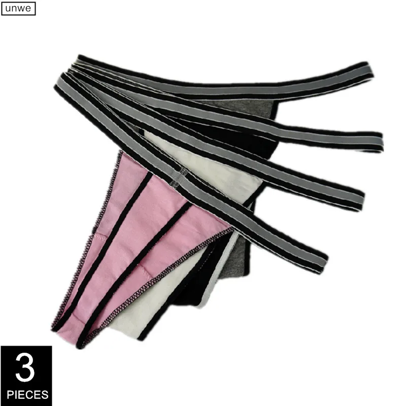 3 Pcs Pure Cotton Women's V shaped Thong Underwear High Elastic Large Size M XXL Lady Sexy