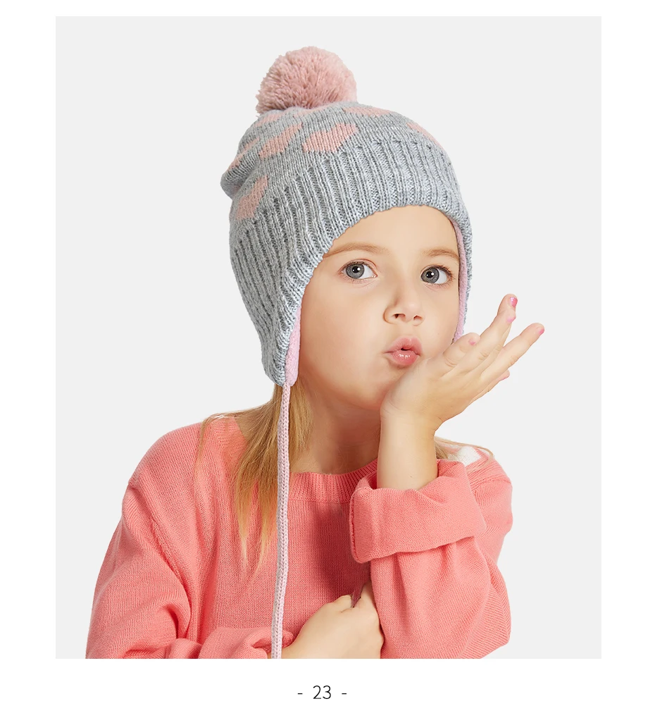 ENJOYFUR/зимние детские шапки для девочек и мальчиков; Детские шапки из лисьего меха с помпоном; детские толстые теплые вязаные шапки с ушками; шапочки