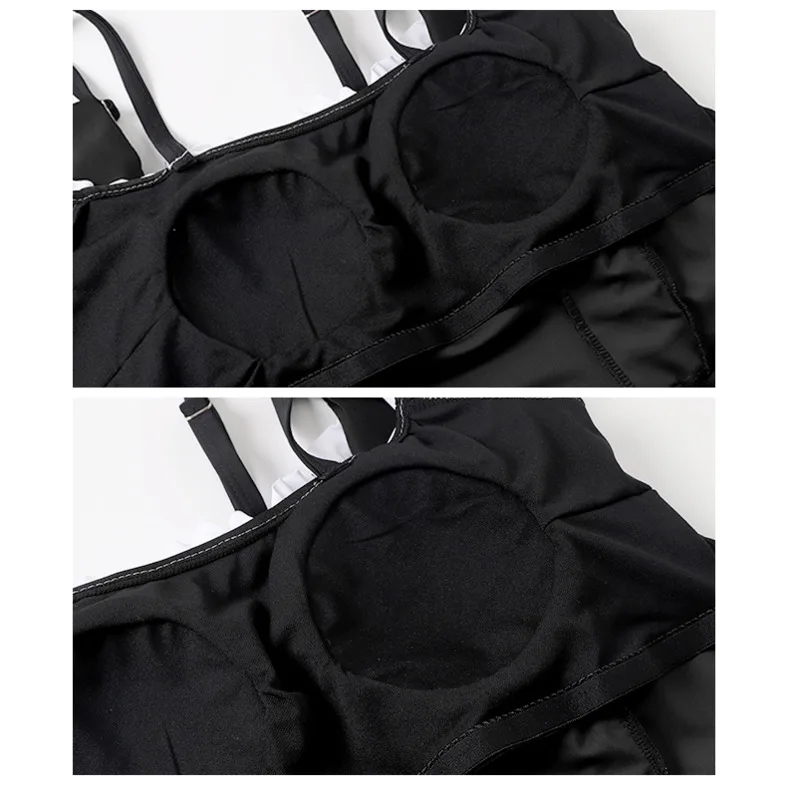 Swim Suit Women Swimwear Ruffle Swimsuit Black Off-shoulder Plus Size 2XL-5XL Bathing Suit Beach Ladies Large Size Swimdress