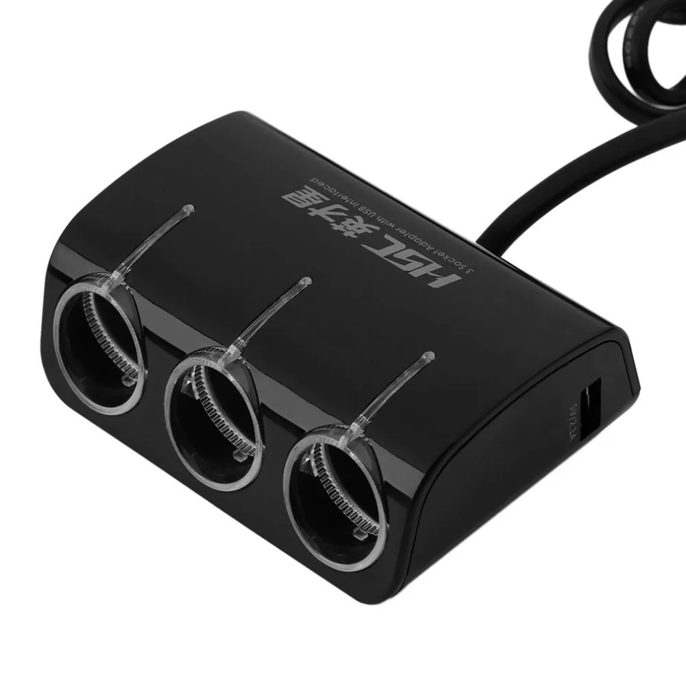 3 розетки автомобильный прикуриватель адаптер питания двойной 2 USB Автомобильное зарядное устройство для Iphone для samsung YC-401A