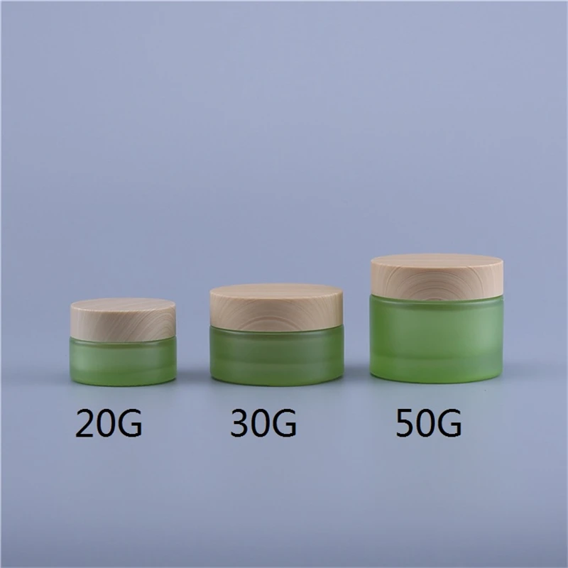 5 x 20g 30g 50g Frosted Herb Green Glass Container Bottle Matte Jar Pot for Cosmetic Face Cream Lip Balm Sample Storage Home Use | Красота и