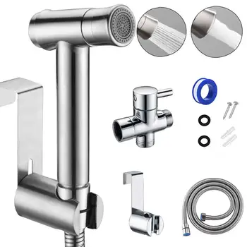 

Handheld Toilet Bidet Sprayer Set Kit 304 Stainless Steel Bidet Faucet for Bathroom Shower Sprayer Douche Kit self cleaning