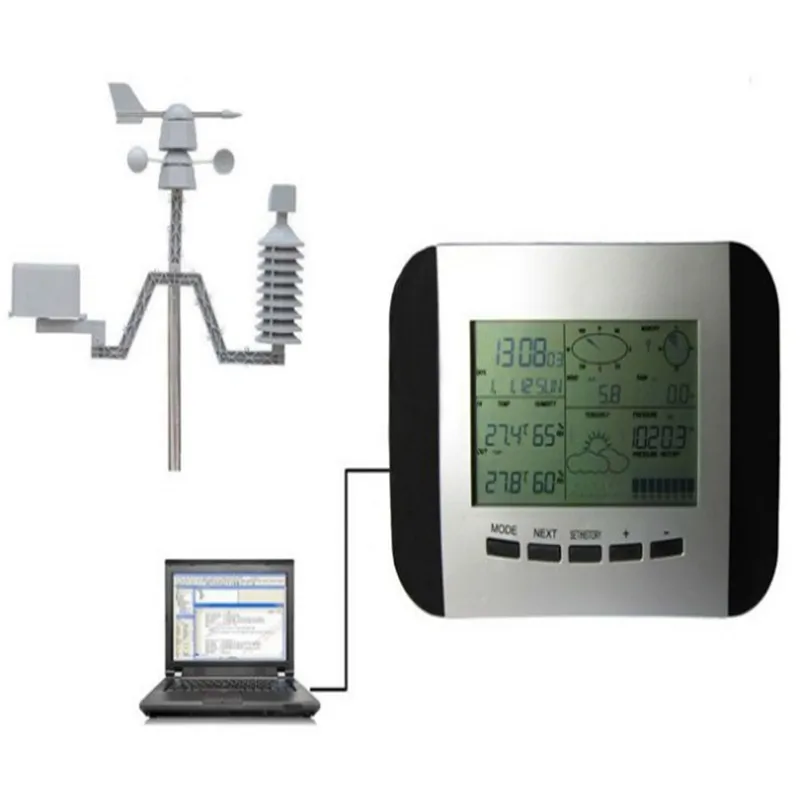 

100M Professional Weather Station Thermometer Humidity Rain Pressure Data Recorder With PC Solar Power Wireless Weather Center