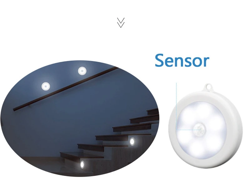 1/3/6 шт. инфракрасный датчик движения сенсорный светильник 80 мм диаметром 6 светодиодный Беспроводной лестница в прихожей детектор свет для защиты глаз Автоматическое включение/выключение лампы