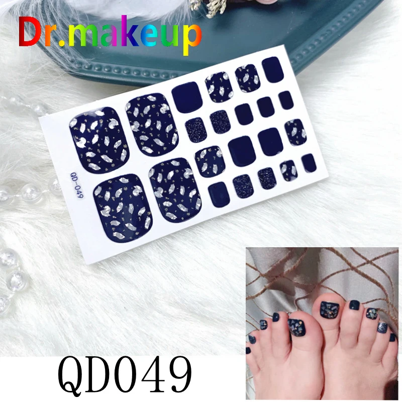 

Dr.makeup 22 tips Laser Toe Nail Stickers Waterproof Fashion Nails Wraps Art Full Cover Adhesive Foil Stickers Manicure Decal